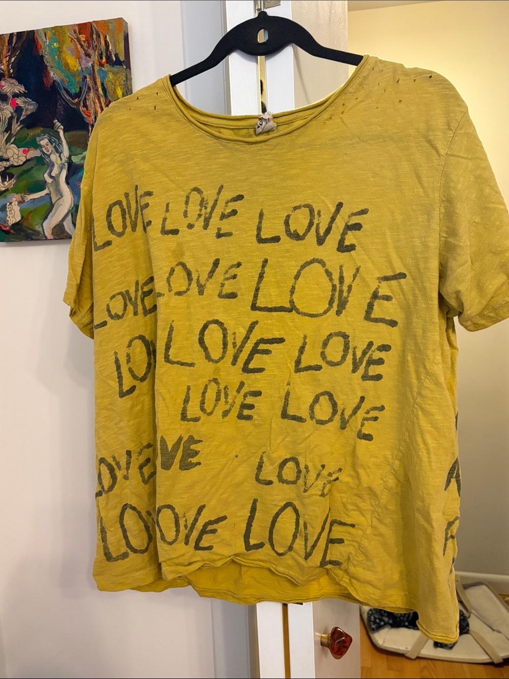 Magnolia Pearl mustard color tee  LOVE AMOR